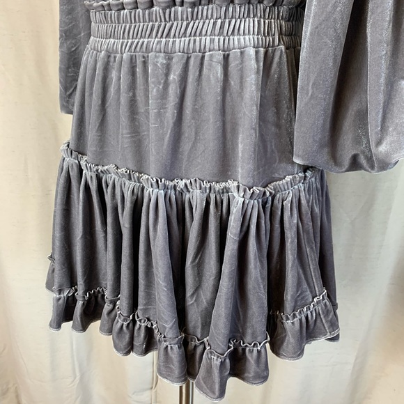 MISA Los Angeles Gray Velvet Offthe Shoulder Dress - Picture 8 of 16
